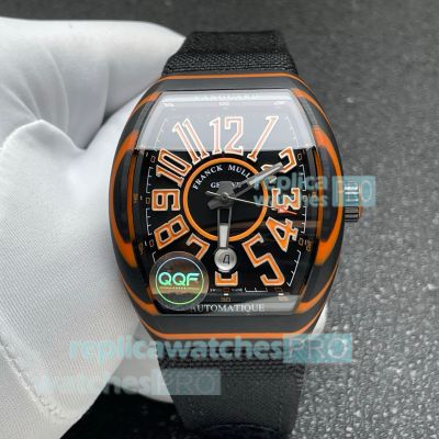 QQF Swiss Replica Franck Muller Vanguard V41 SC DT Black & Orange Automatic Watch 